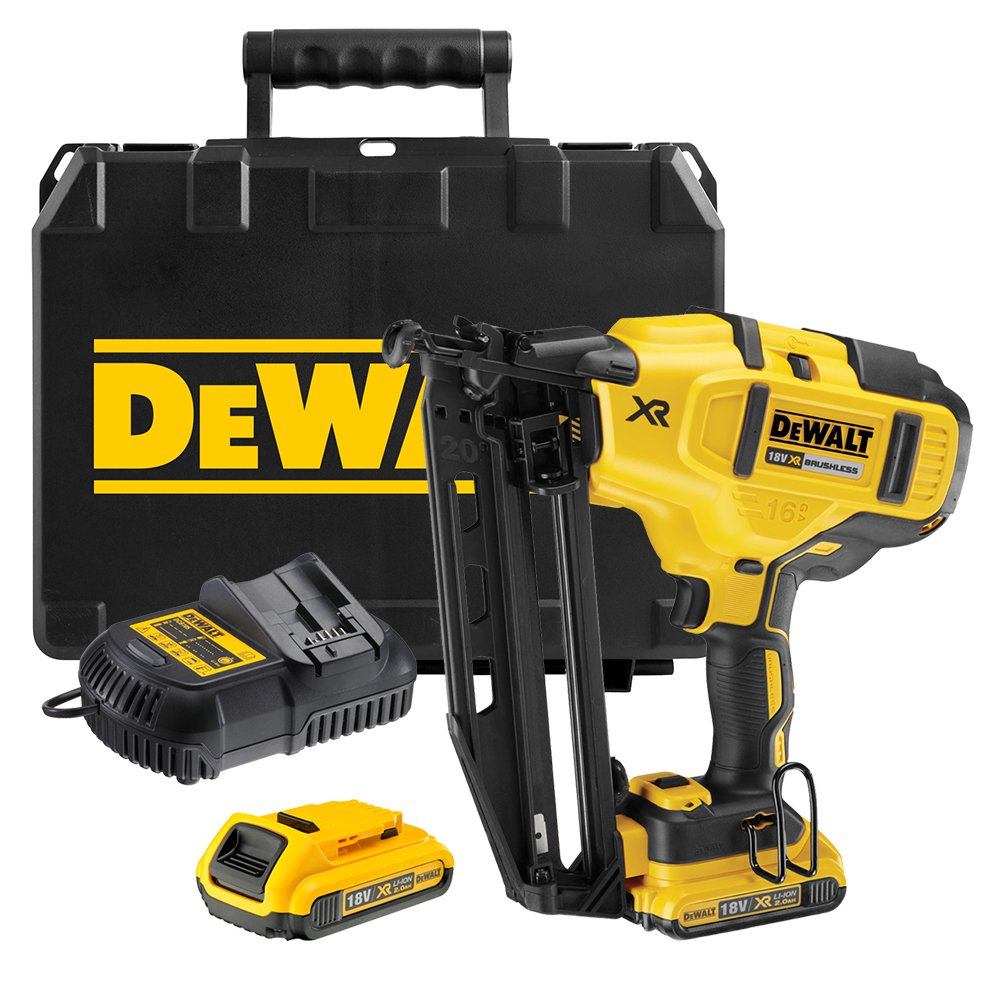 Dewalt DCN660D2 18V XR Li-ion Cordless 110 Nail Capacity Nailer with Brushless Motor and 2x2.0Ah Batteries Included- Yellow