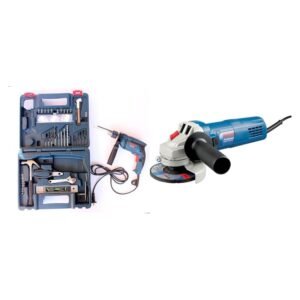 Bosch GSB 600 RE 13mm 600 Watt Smart Drill Kit+Bosch GWS 750-100 Professional Angle Grinder