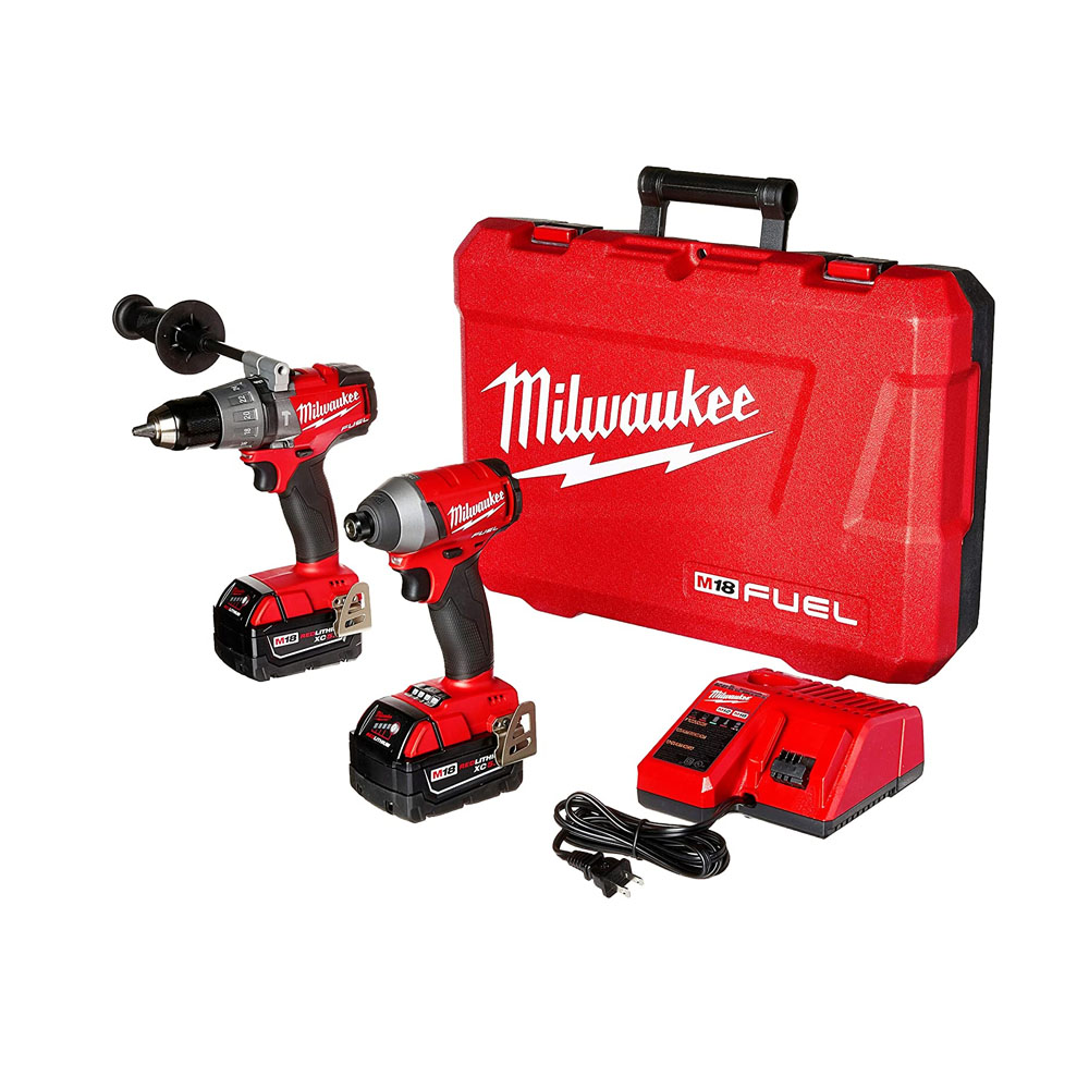 toptopdeal Milwaukee® M18™ FUEL™ 2997-22 2-Tool Cordless Combination Kit, Tools: Hammer Drill, Impact Driver, 18 VDC, 5 Ah Lithium-Ion REDLITHIUM™ Battery